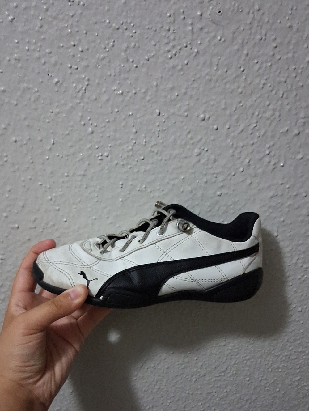 Puma Kids White and Black Low-Top Sneakers